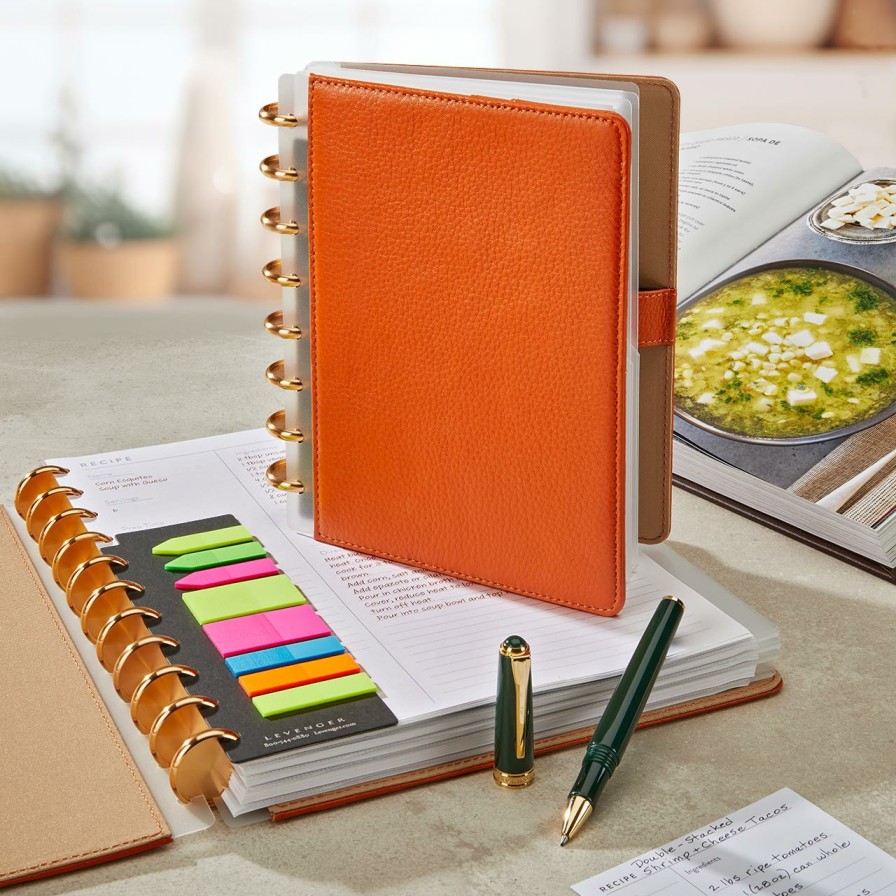 Circa Notebooks Levenger Circa Letter Notebooks | Pati Jinich Circa Leather Foldover Chef'S Notebook Bundle Burnt Orange