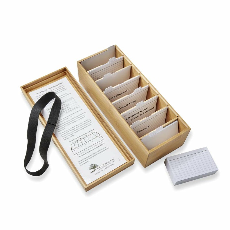 Notebooks & Stationery Levenger Index Card Accessories | Bamboo Leitner Learning Box