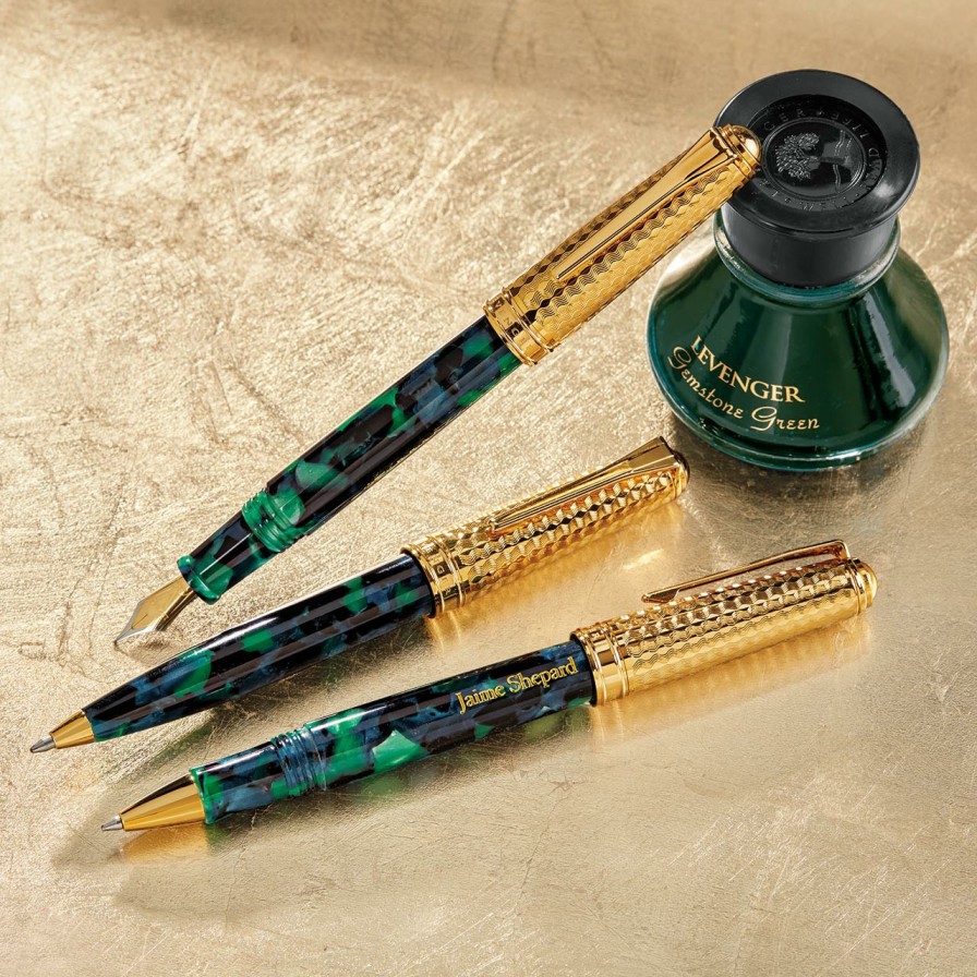 Writing Levenger Fountain Pens | Levenger Wintergreen Herringbone Fountain Pen