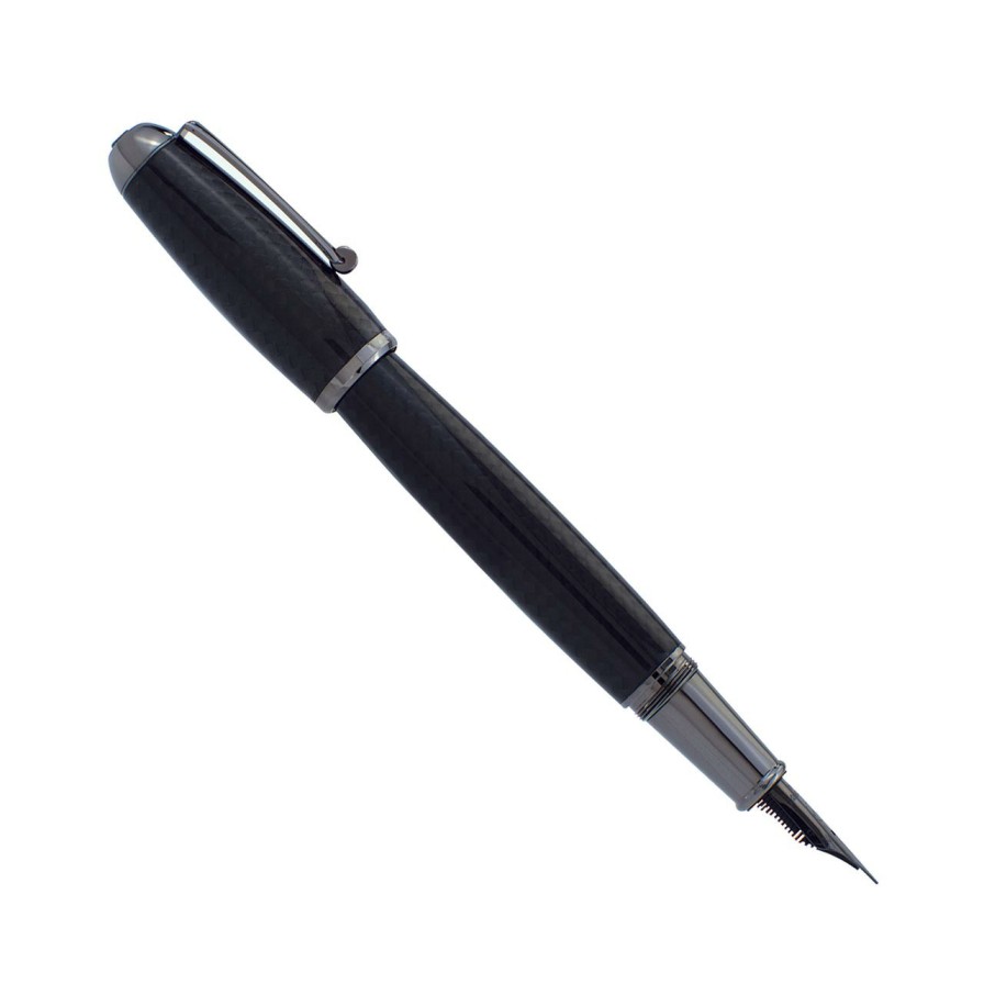 Writing Levenger Monteverde | Monteverde Super Mega Carbon Fiber Fountain Pen Gunmetal