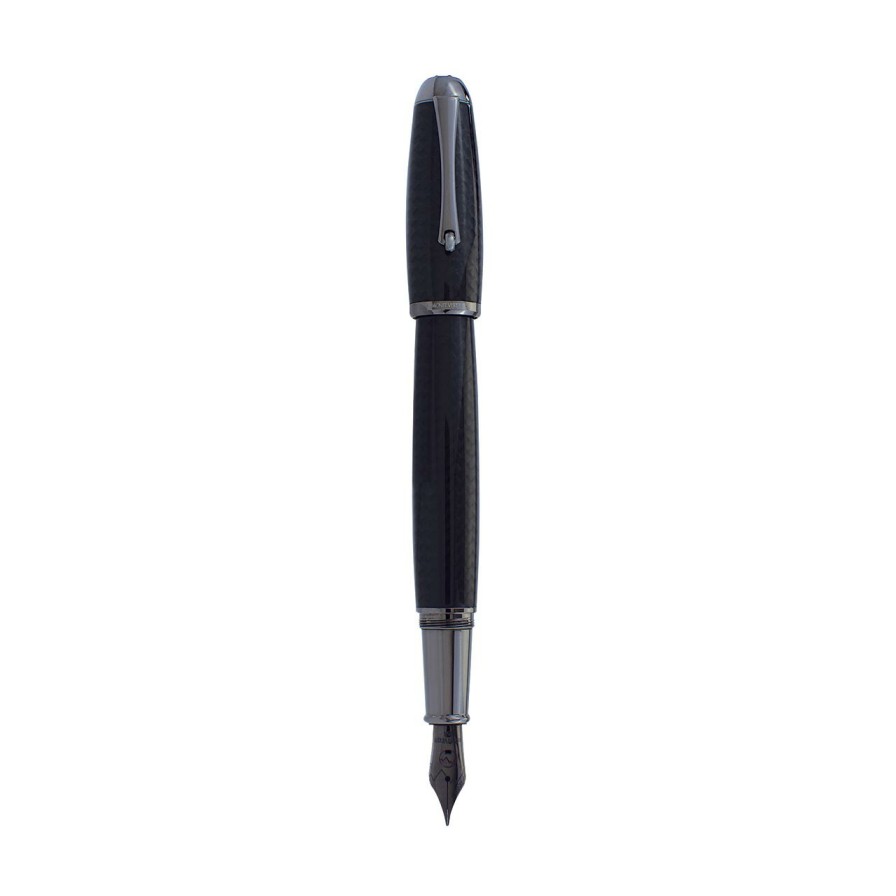 Writing Levenger Monteverde | Monteverde Super Mega Carbon Fiber Fountain Pen Gunmetal