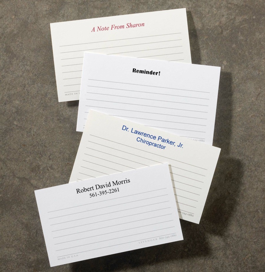 Notebooks & Stationery Levenger Premium Personalized Index Cards | 500 Personalized Wallet Cards, Horizontal Ruled