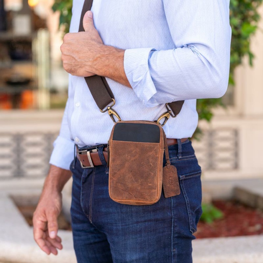 Home & Office Levenger Phone Cases | Expedition Phone Sling Tobacco