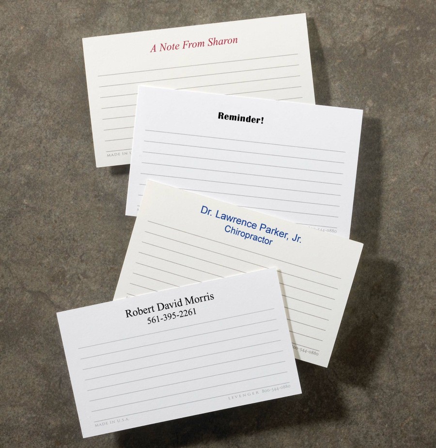 Notebooks & Stationery Levenger Premium Index Cards | 250 Personalized Wallet Cards, Horizontal Ruled