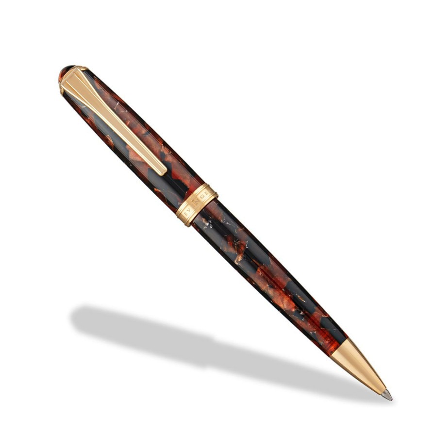 Writing Levenger Ballpoint Pens | True Writer Slim Golden Dark Tortoise Pen