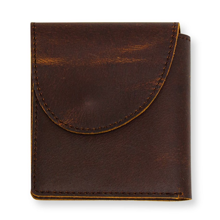 Bags & Accessories Levenger Wallets & Card Cases | Front Pocket L-Fold Snap Leather Wallet Brown