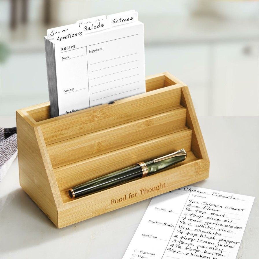 Notebooks & Stationery Levenger Index Card Accessories | Bamboo Index Card Bleachers With Recipe Cards