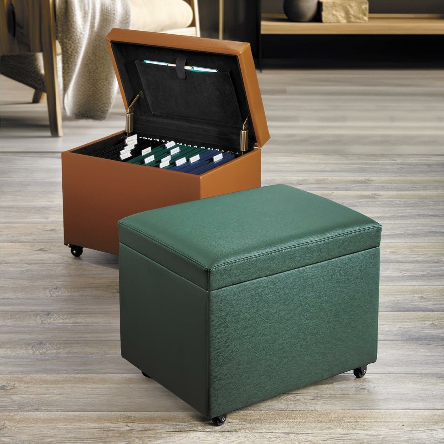 Home & Office Levenger Filing & Folders | No-Room Rolling File Ottoman