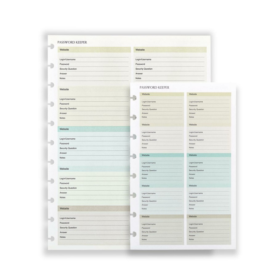 Circa Notebooks Levenger Circa Junior Refills | Circa Password Keeper Refill (25 Sheets)