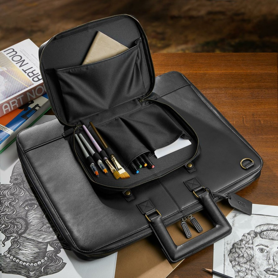 Bags & Accessories Levenger Briefolios | Virtuoso Leather Artist Portfolio Black