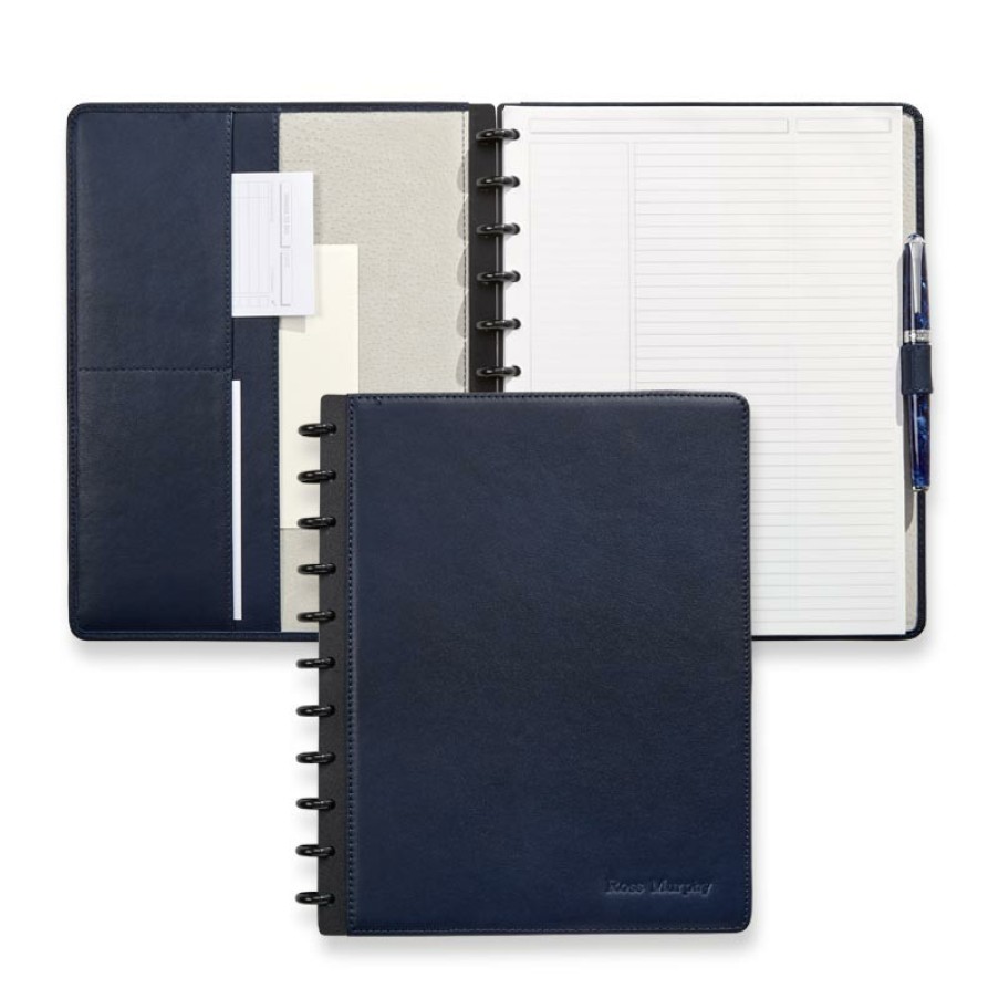 Circa Notebooks Levenger Circa Letter Notebooks | Circa Luxe Leather Foldover Notebook Midnight Blue