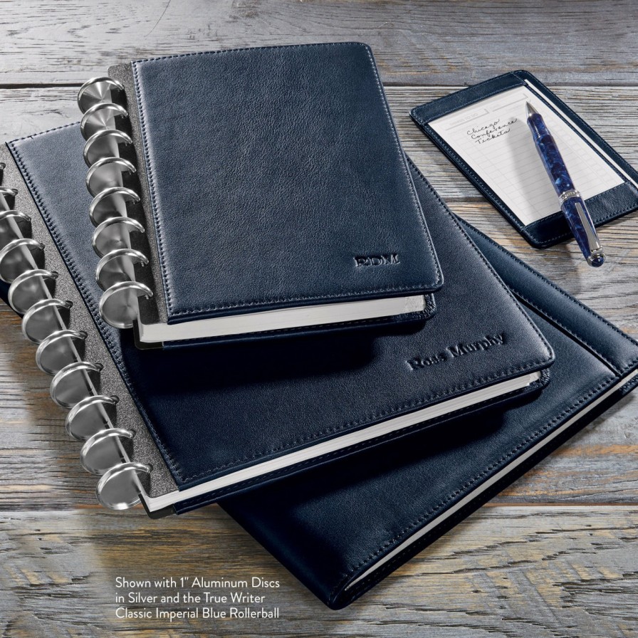 Circa Notebooks Levenger Circa Letter Notebooks | Circa Luxe Leather Foldover Notebook Midnight Blue