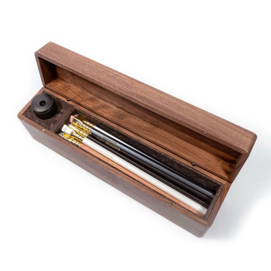 Writing Levenger Blackwing | Blackwing Walnut Pencil Box Gift Set