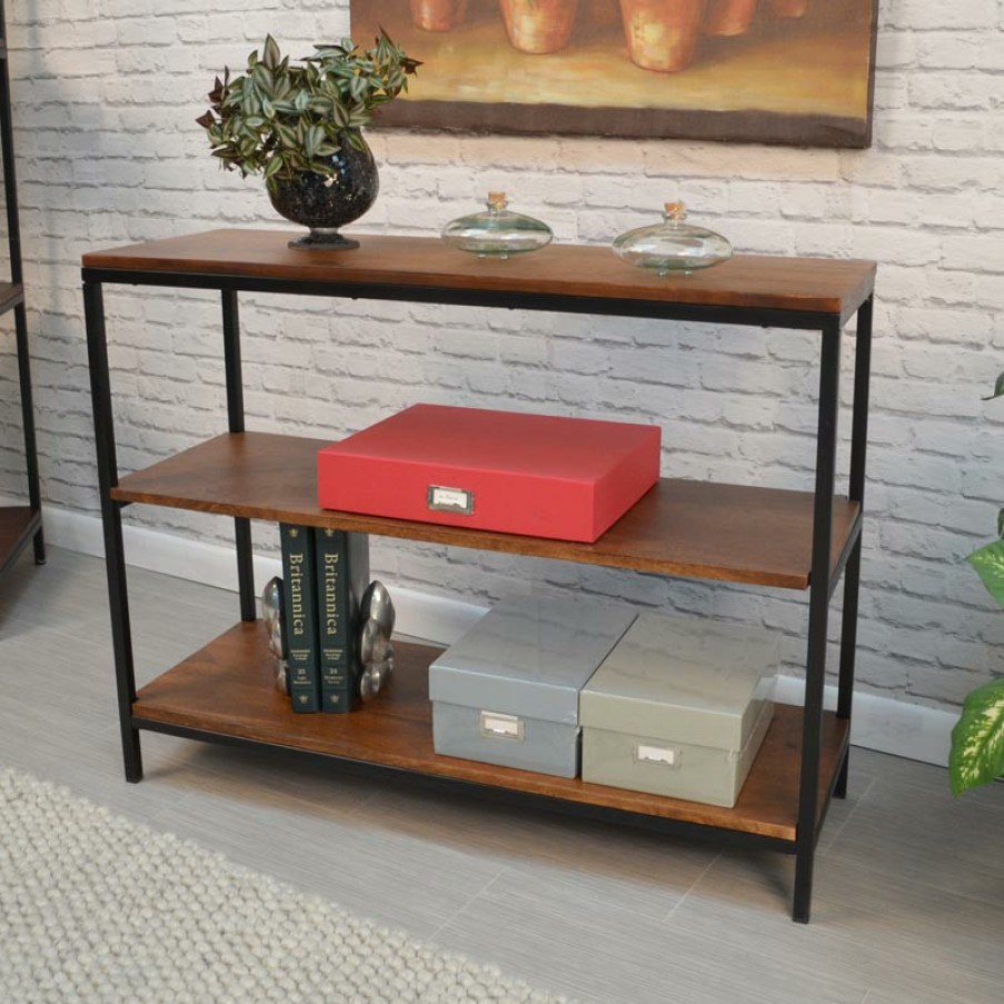 Reading Levenger Reader Furnishings | Three-Shelf Industrial Bookcase Chestnut/Black