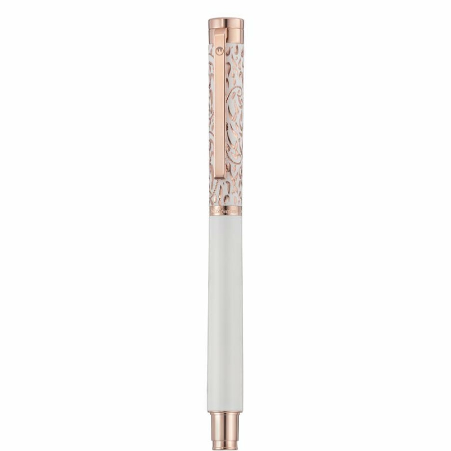 Writing Levenger Rollerball Pens | Waldmann Xetra Vienna Rollerball Pen White/Rosegold