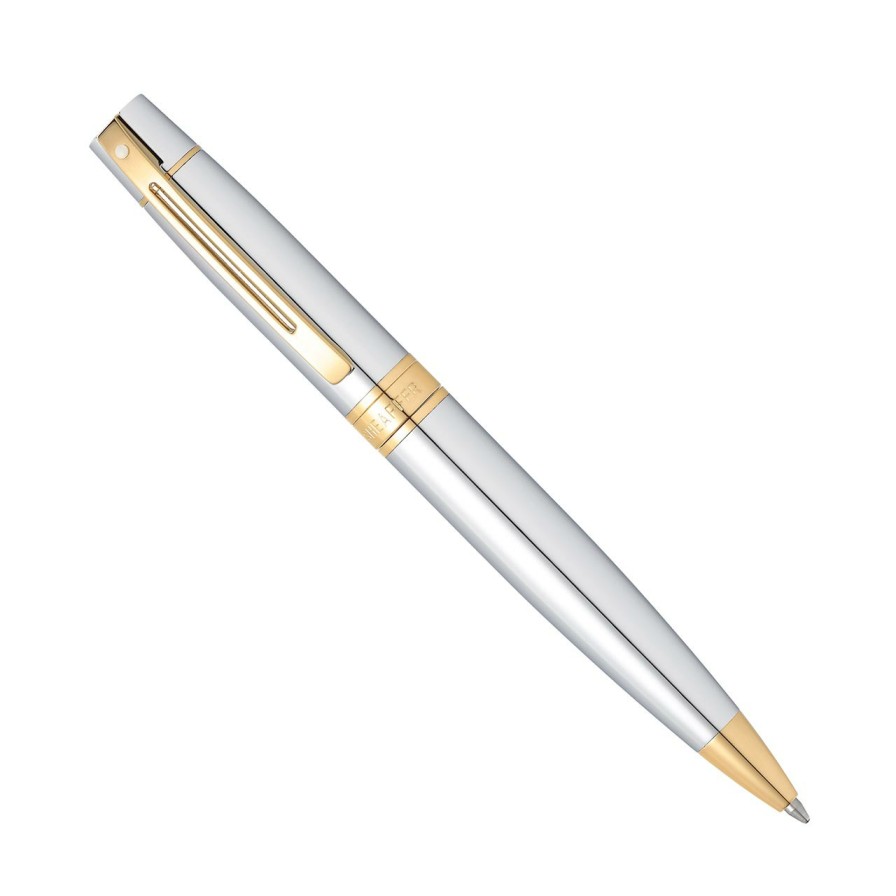 Writing Levenger Ballpoint Pens | Sheaffer 300 Bright Chrome With Gold Trim Pen