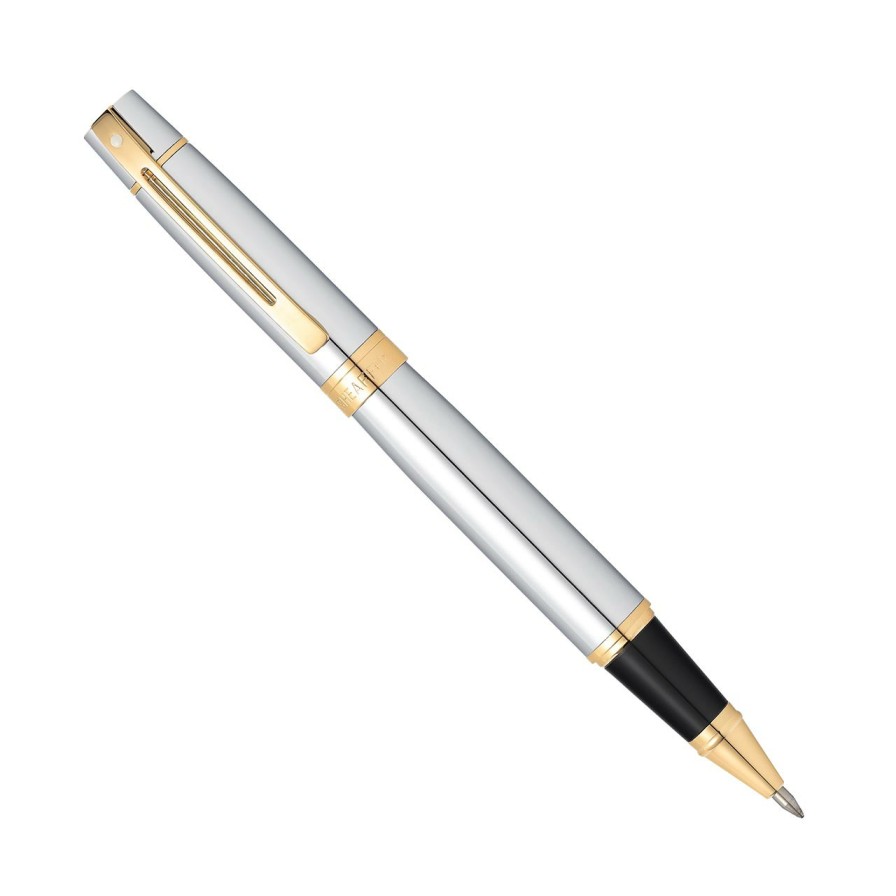 Writing Levenger Ballpoint Pens | Sheaffer 300 Bright Chrome With Gold Trim Pen