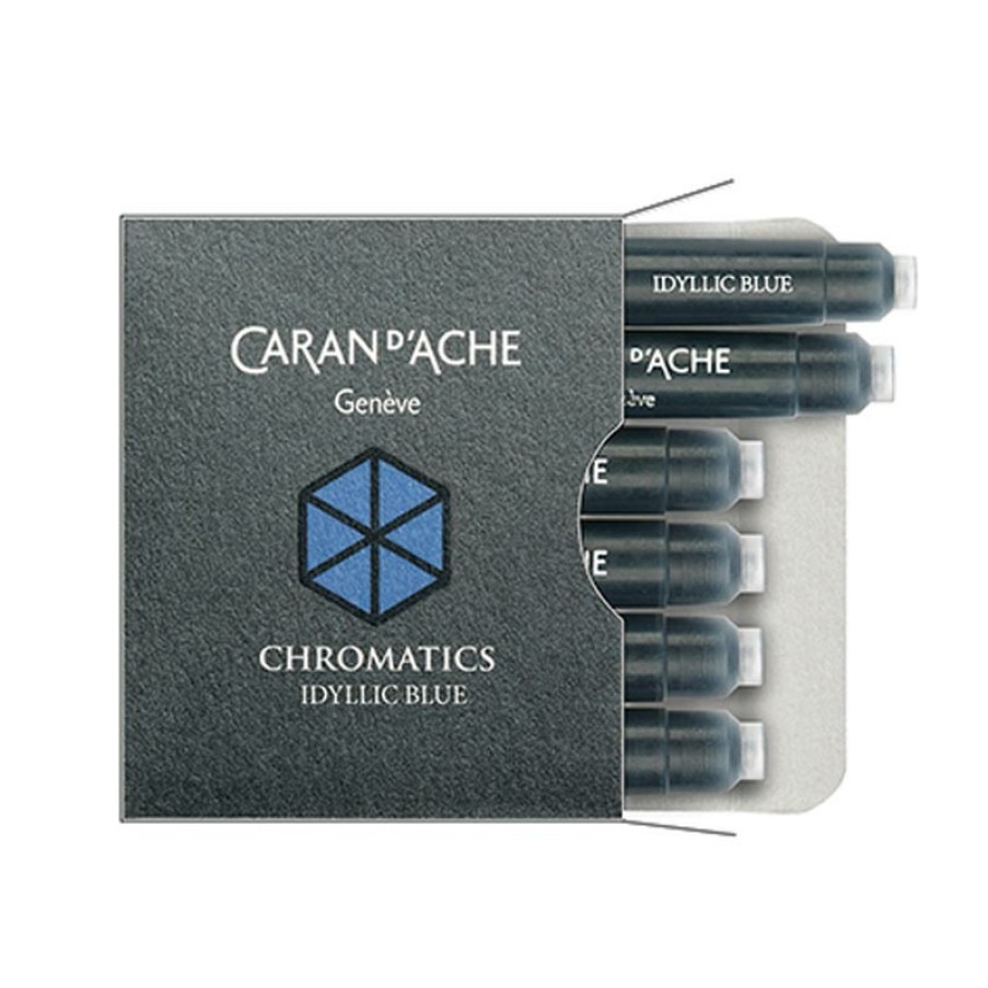 Writing Levenger Ink Cartridges | Caran D'Ache Fountain Pen Refill, Idyllic (Set Of 6) Blue