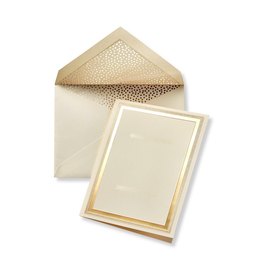 Notebooks & Stationery Levenger Gift Wrap & Cards | Crane Foil Embossed Gold Beaded Border Photo Mount Cards (Set Of 10)