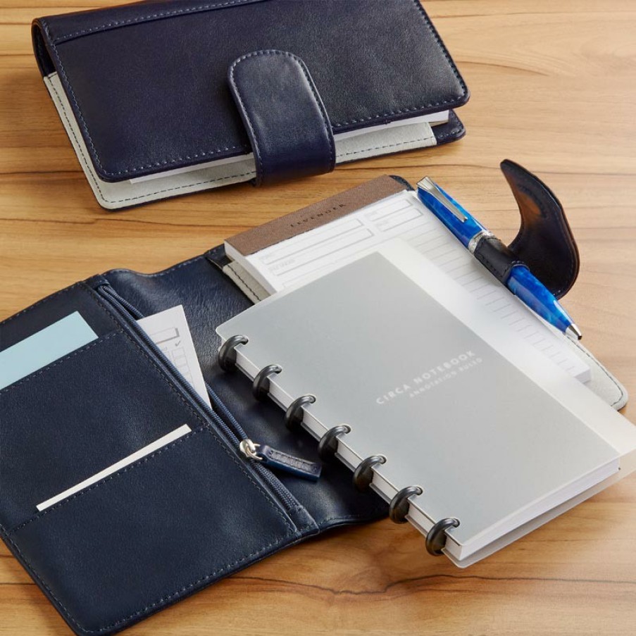 Circa Notebooks Levenger Circa Junior Notebooks | Luxe Midnight Softolio Midnight Blue