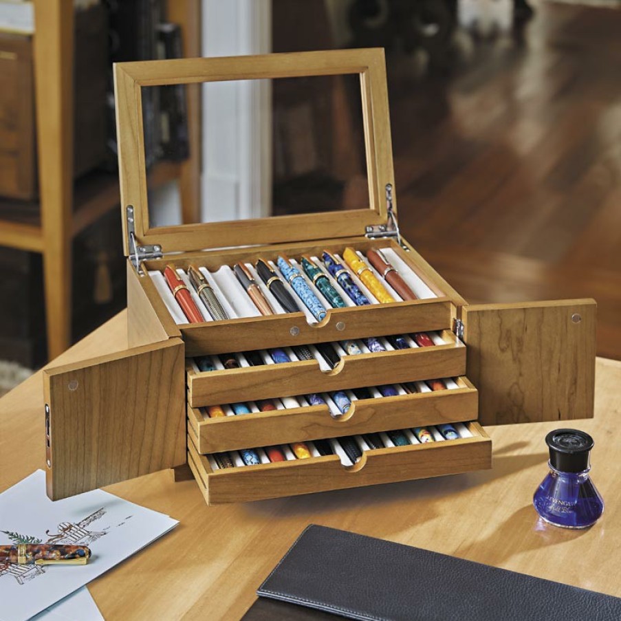 Writing Levenger Cases & Stands | Lock & Key Inlay Pen Case