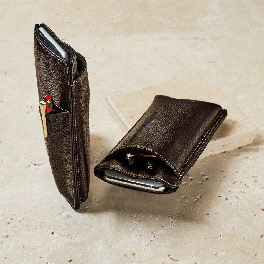 Home & Office Levenger Phone Cases | Eyephone Case In Bomber Jacket Leather Mocha