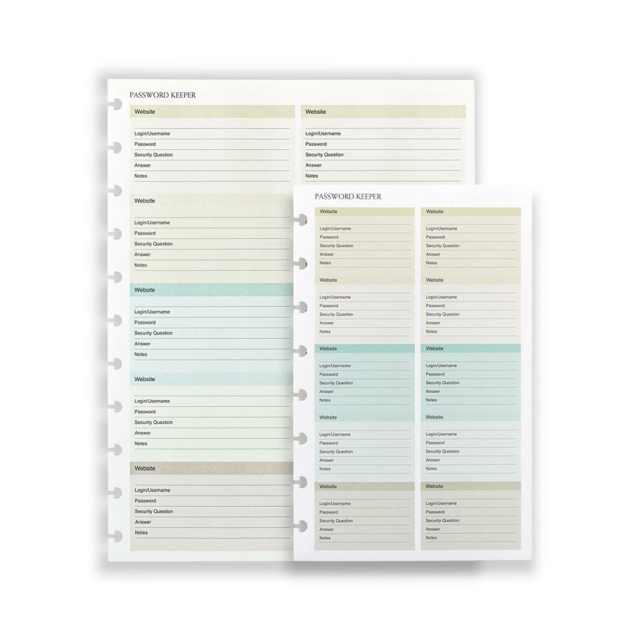 Circa Notebooks Levenger Circa Letter Refills | Circa Password Keeper Refill (25 Sheets)