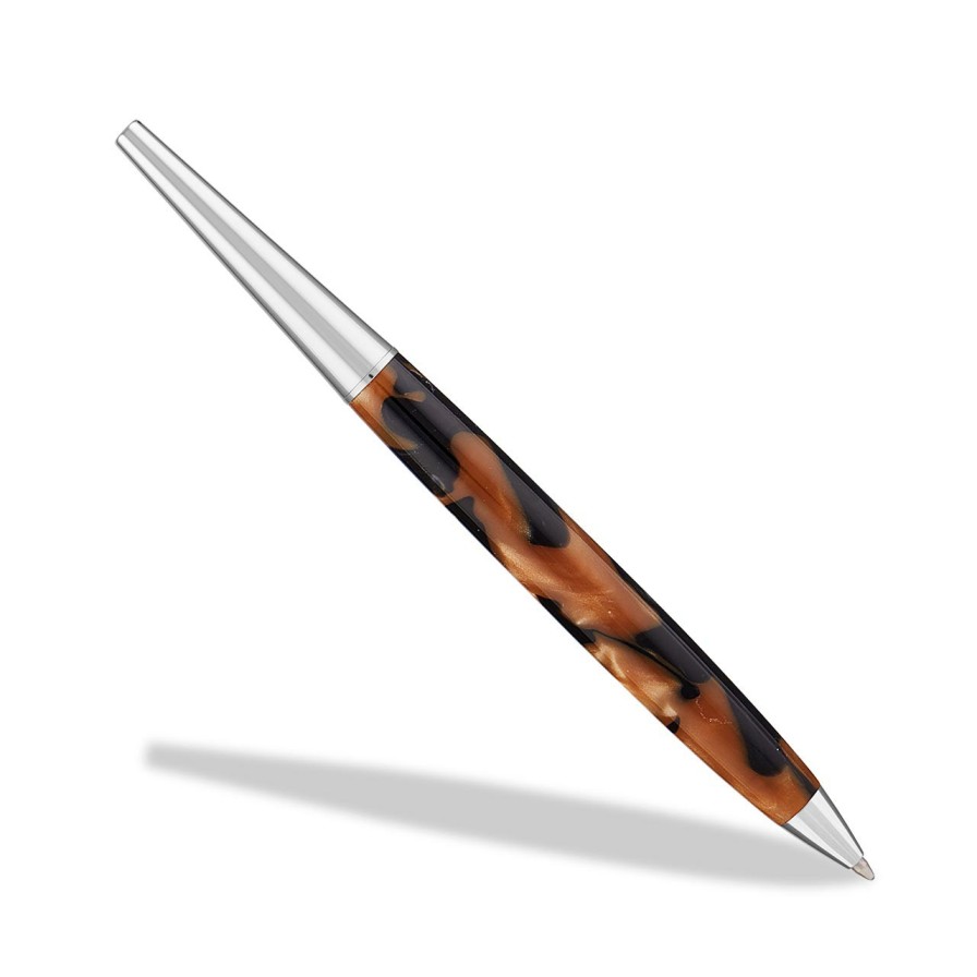 Writing Levenger | Peninsula Ballpoint Pen And Pencil Double Stand Set Tortoise