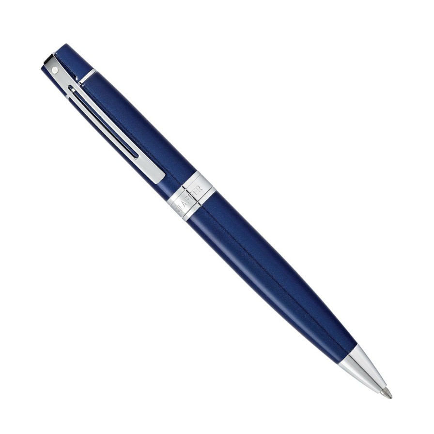 Writing Levenger Ballpoint Pens | Sheaffer 300 Glossy Blue With Chrome Trim Pen