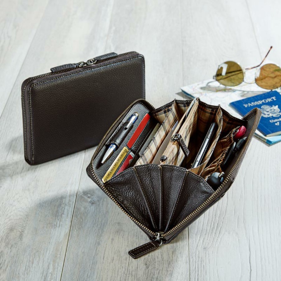 Bags & Accessories Levenger Wallets & Card Cases | Bomber Jacket Rfid Zip Travel Wallet