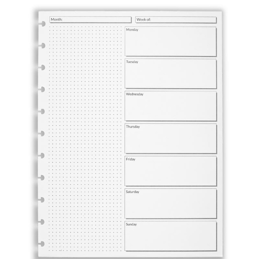 Circa Notebooks Levenger Circa Letter Refills | Circa Start-Anytime Weekly Scheduler Refill (100 Sheets)