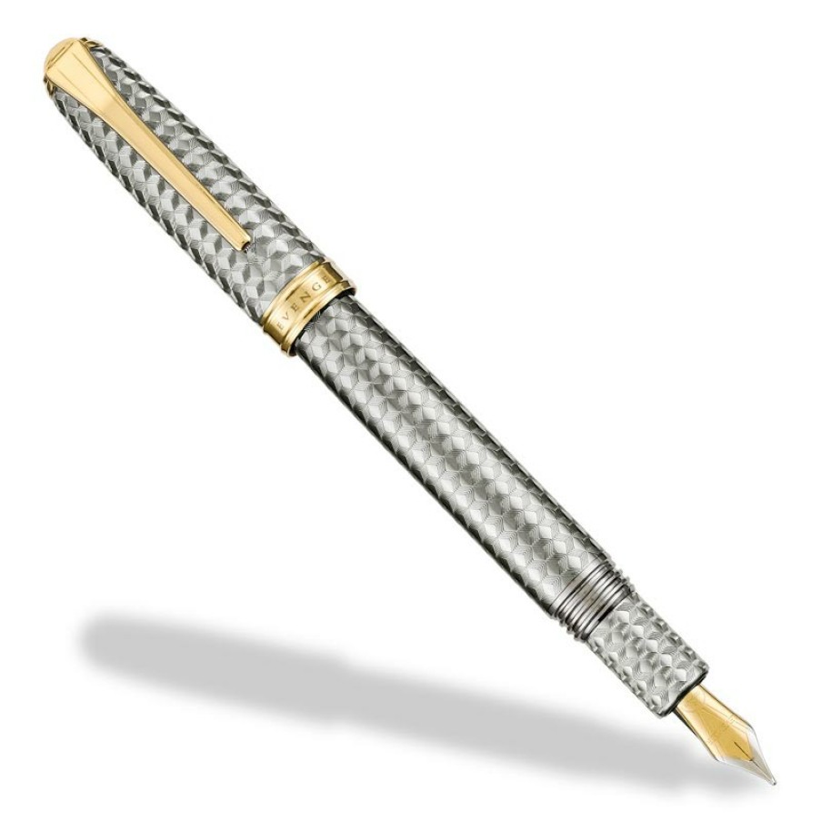 Writing Levenger Fountain Pens | True Writer Two-Tone Herringbone Anniversary Fountain Pen