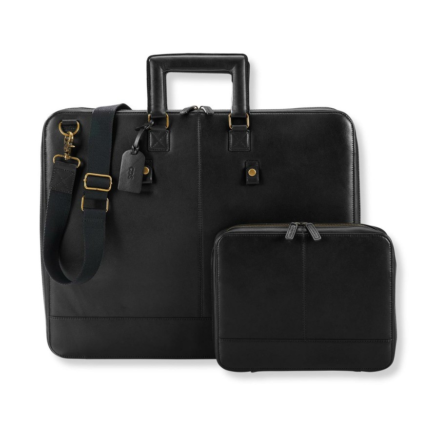 Bags & Accessories Levenger Crossbodies | Virtuoso Leather Artist Portfolio Black