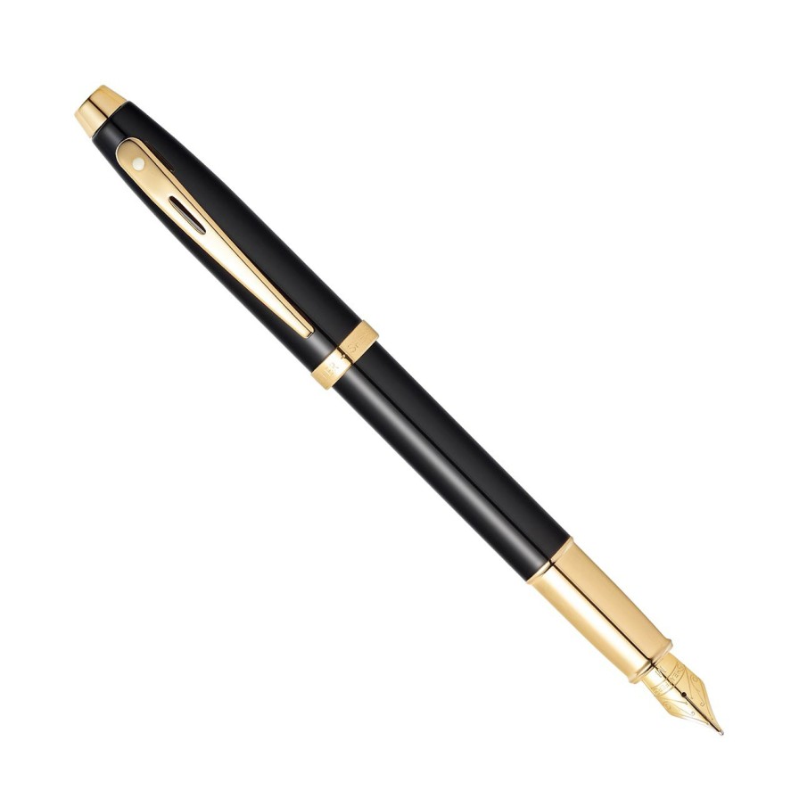 Writing Levenger Fountain Pens | Sheaffer 100 Glossy Black With Gold Trim Fountain Pen