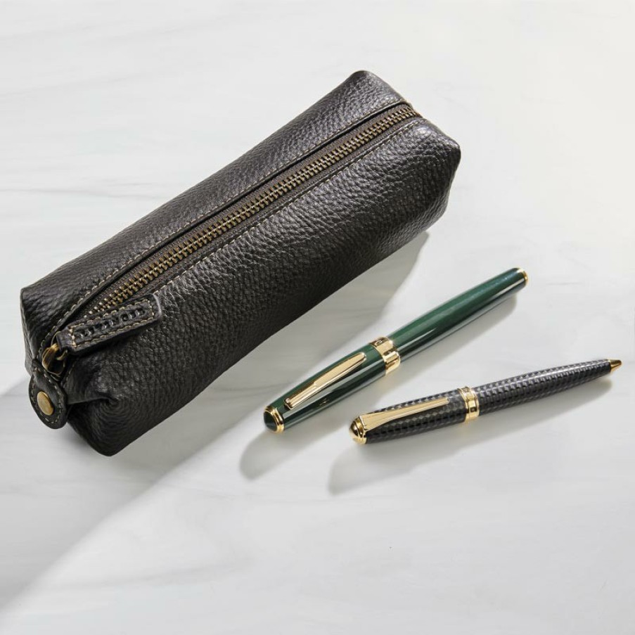 Bags & Accessories Levenger Travel Bags & Accessories | Bomber Jacket Pen Pouch Mocha