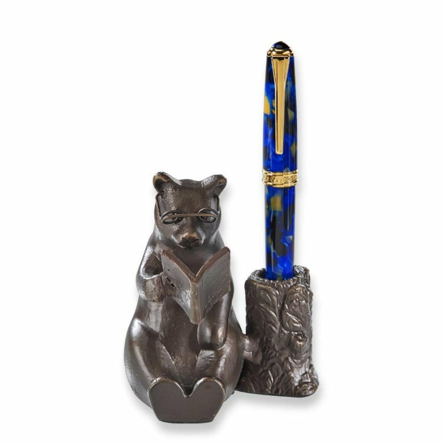 Home & Office Levenger Pen Cases & Stands | Reading Bear Pen Stand Bronze