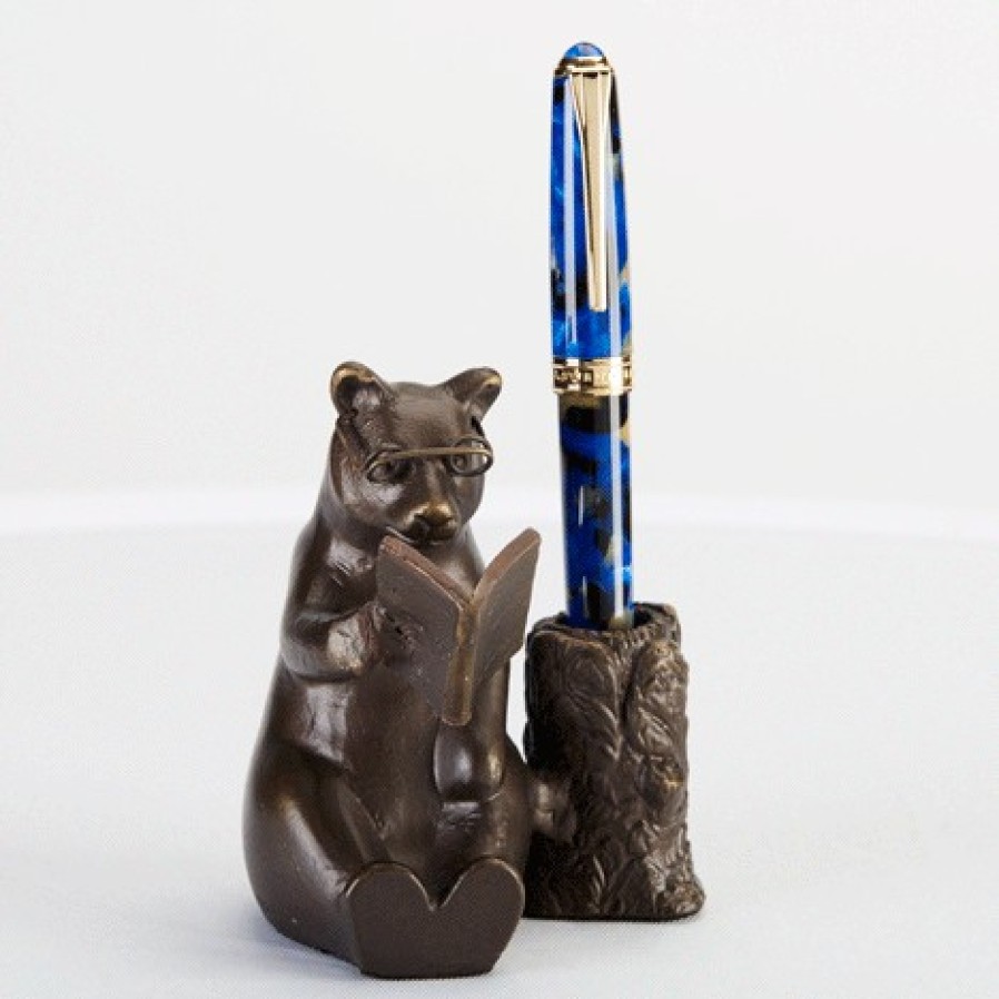 Home & Office Levenger Pen Cases & Stands | Reading Bear Pen Stand Bronze