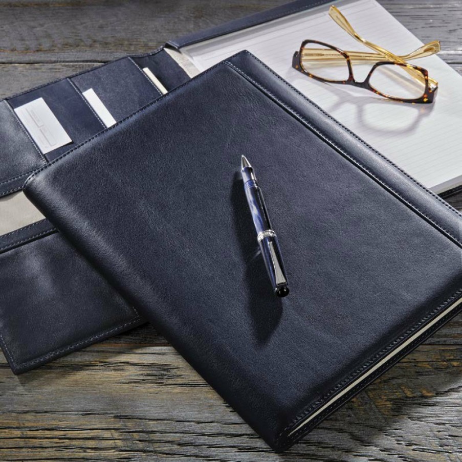 Notebooks & Stationery Levenger Padfolios | Luxe Leather Tyler Folio Midnight Blue