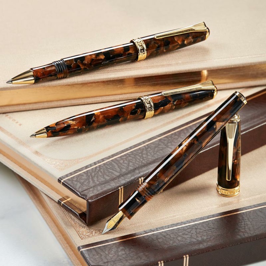 Writing Levenger Rollerball Pens | True Writer Classic Golden Dark Tortoise Pen