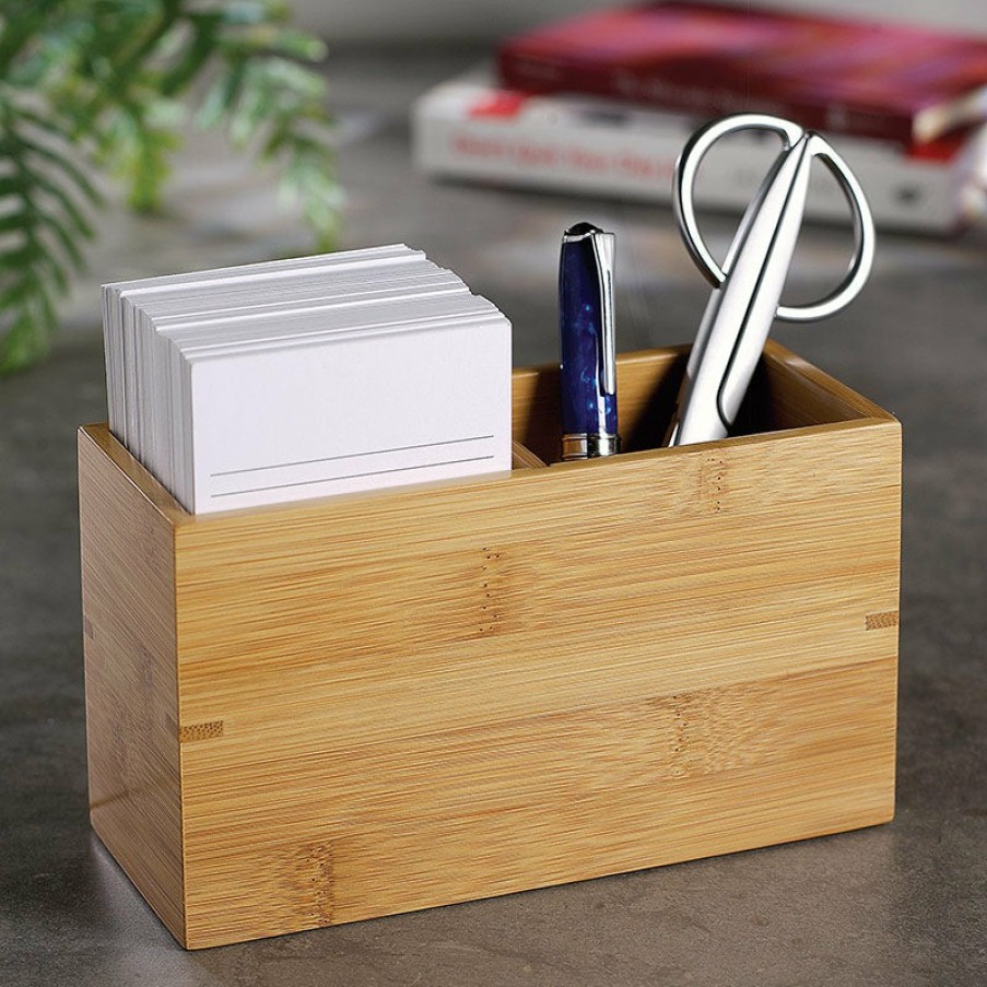 Home & Office Levenger Workspace Organizers | Nantucket Note Card Box With Cards