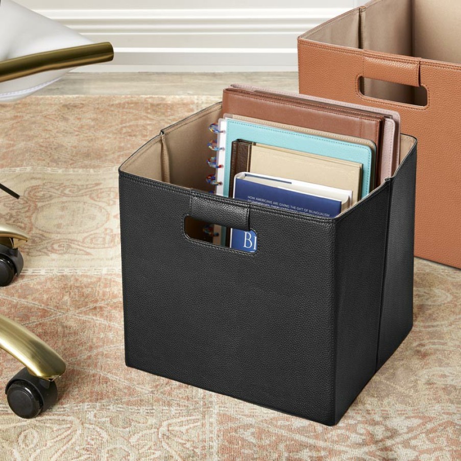 Home & Office Levenger Filing & Folders | Levtex Pebbled Large Foldable File Storage Box