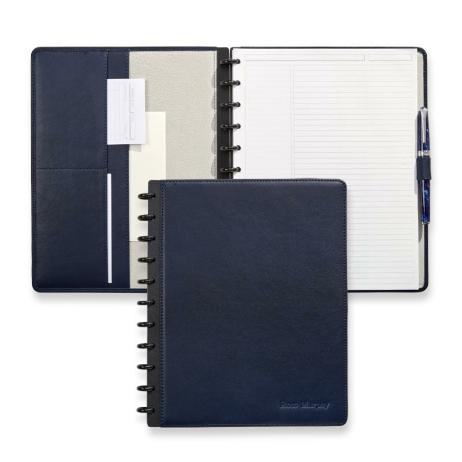 Circa Notebooks Levenger Luxe | Circa Luxe Leather Foldover Notebook Midnight Blue