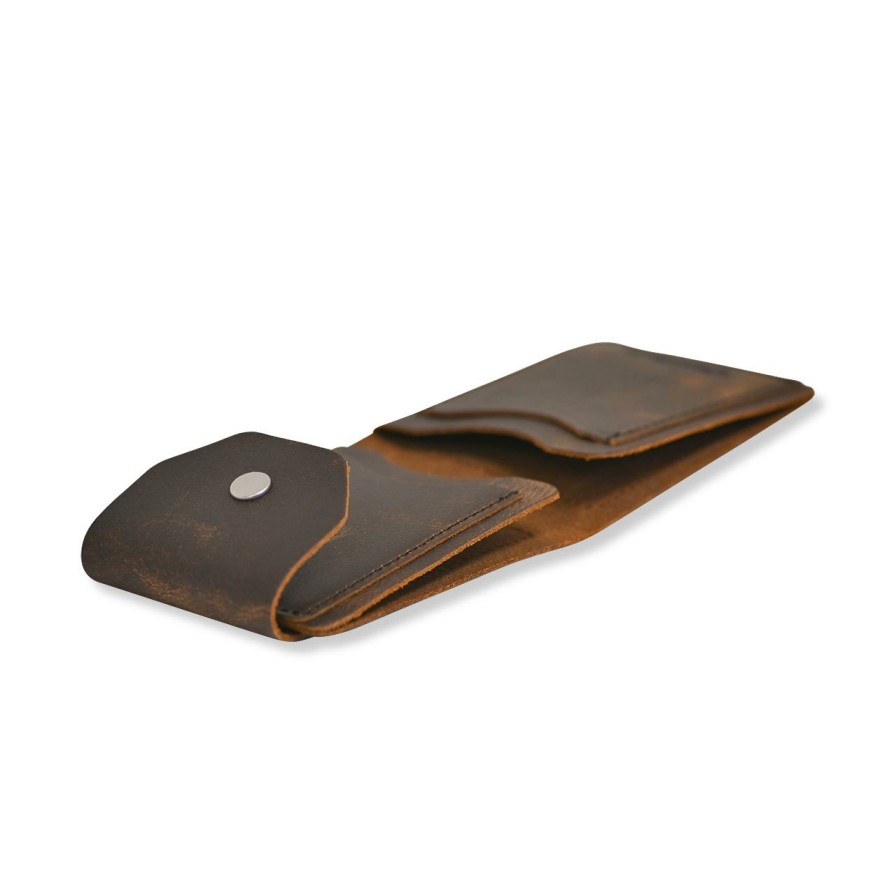 Bags & Accessories Levenger Wallets & Card Cases | Leather Snap Card Case Wallet Brown