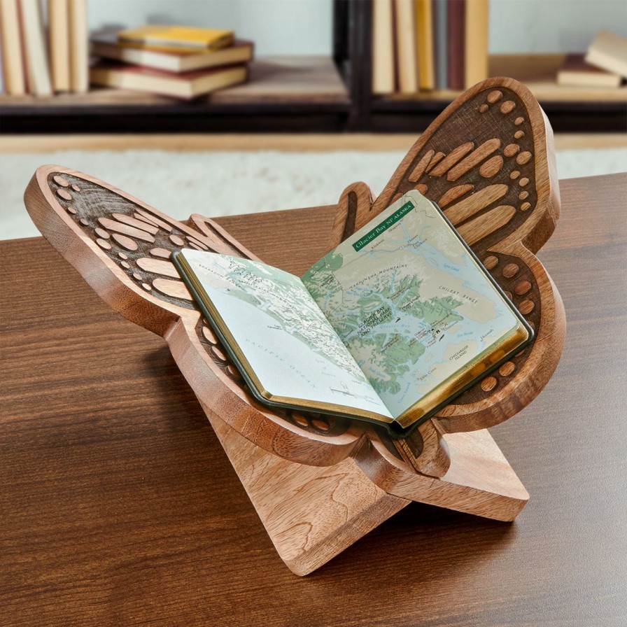 Home & Office Levenger Decor | Carved Butterfly Book Stand