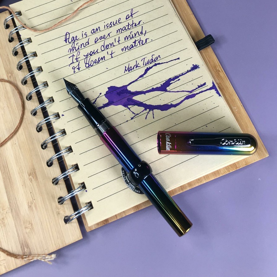 Writing Levenger Fountain Pens | Conklin Mark Twain Crescent Filler Rainbow Fountain Pen