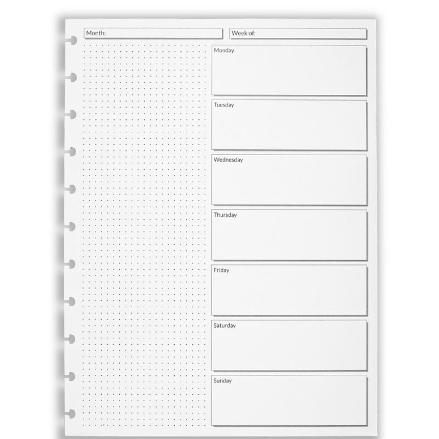 Circa Notebooks Levenger Circa Junior Refills | Circa Start-Anytime Weekly Scheduler Refill (100 Sheets)