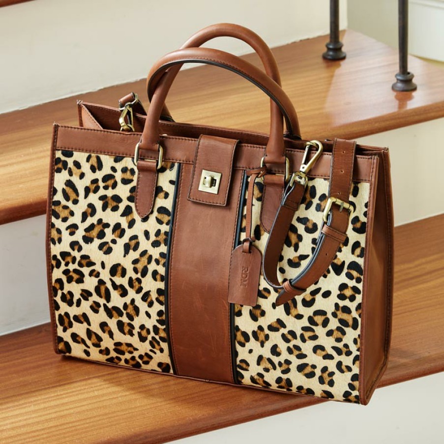 Bags & Accessories Levenger Handbags & Totes | Leopard Satchel Brown