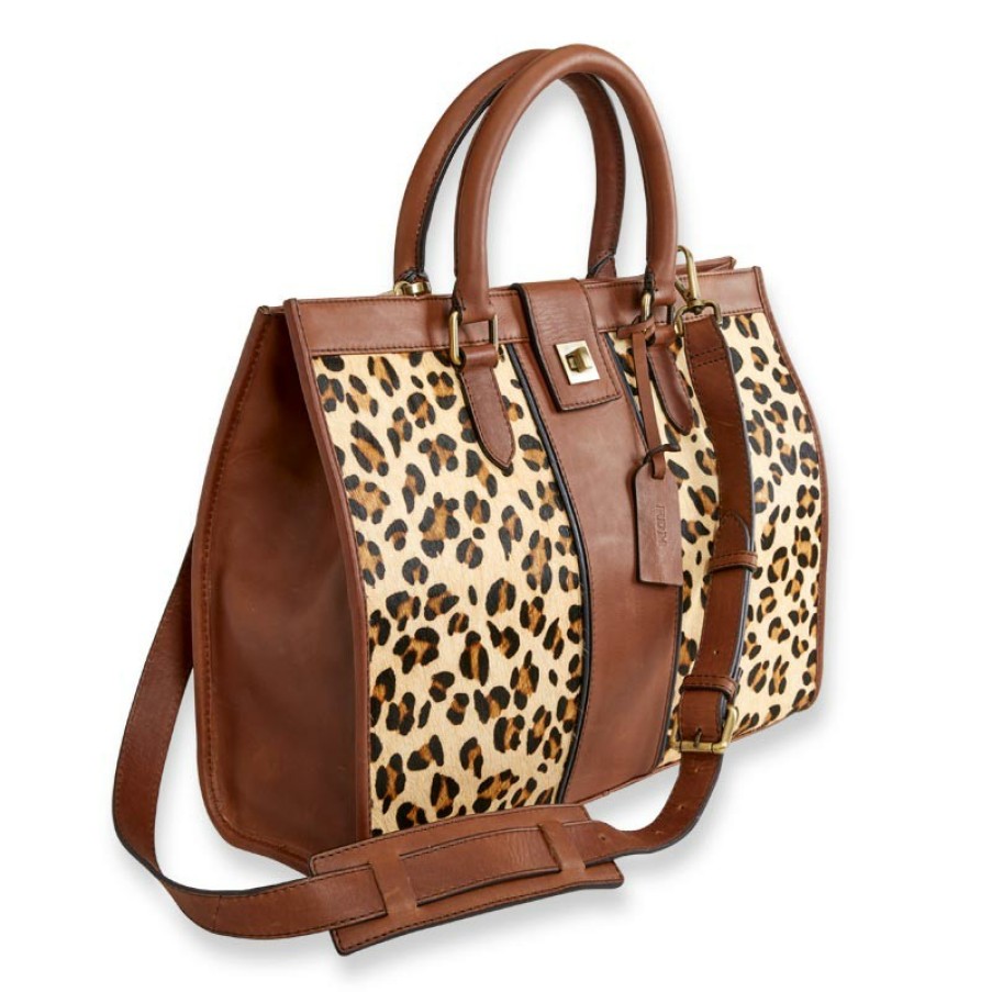 Bags & Accessories Levenger Handbags & Totes | Leopard Satchel Brown