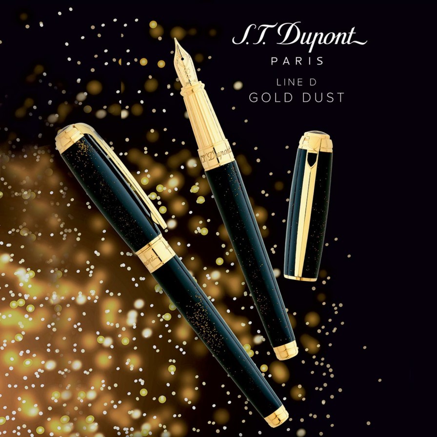 Writing Levenger Fountain Pens | S.T. Dupont Line D Large Gold Dust Fountain Pen