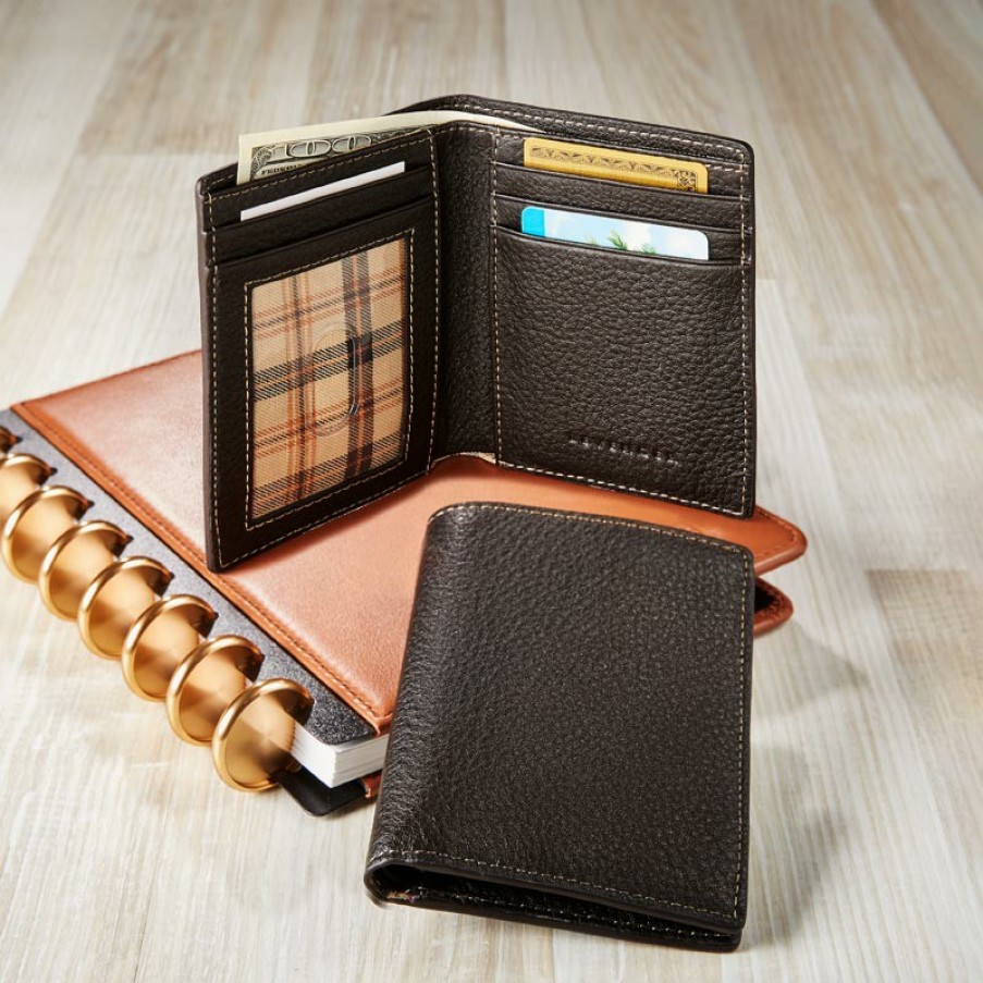 Bags & Accessories Levenger Wallets & Card Cases | Bomber Jacket Vertical Bi-Fold Wallet Mocha